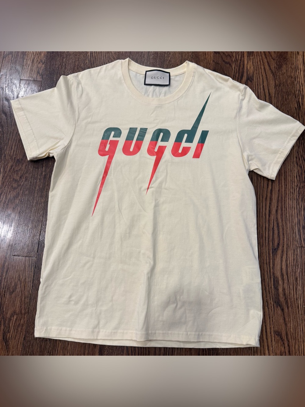 GUCCI made in Italy Short sleeve blade print T-shirt white Men's Large